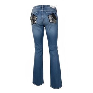 7 For All Mankind Women Bootcut Jeans Size 29x 31 Maribel Blue Bead Applique NWT
